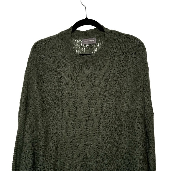 Wooden Ships Forrest Green Loose Cable-knit Pullover Sweater Sz S/M - Picture 3 of 11